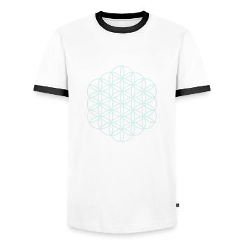 Flower of Life - free - Men's Ringer Shirt - white/black - Front - AI Model Female 172 light (172cm) & AI Model Male 178 dark (178cm)
