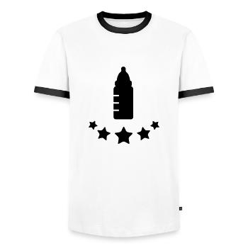 baby__flasche_stars__f1 - Männer Kontrast-T-Shirt - Weiß/Schwarz - Vorne - AI Model Female 172 light (172cm) & AI Model Male 178 dark (178cm)