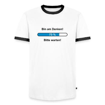 Je pense! S'il vous plaît attendez! - T-shirt contrasté Homme - blanc/noir - Devant - AI Model Female 172 light (172cm) & AI Model Male 178 dark (178cm)