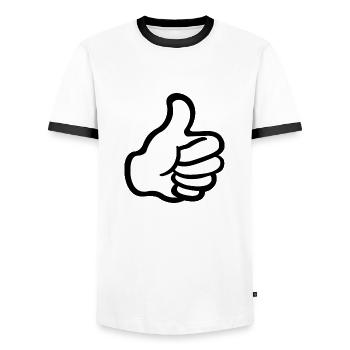emoji pouce.png - T-shirt contrasté Homme - blanc/noir - Devant - AI Model Female 172 light (172cm) & AI Model Male 178 dark (178cm)