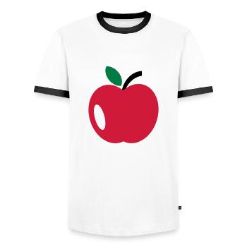 apple - Men's Ringer Shirt - white/black - Front - AI Model Female 172 light (172cm) & AI Model Male 178 dark (178cm)