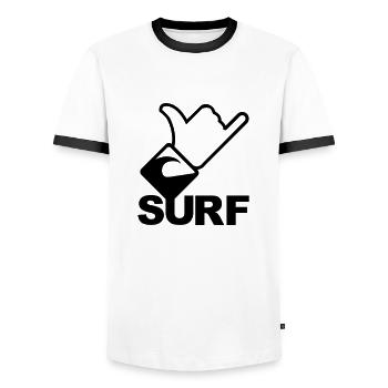 Shaka Sign Surf - Men's Ringer Shirt - white/black - Front - AI Model Female 172 light (172cm) & AI Model Male 178 dark (178cm)