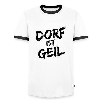 Dorf Spruch Geschenk - Männer Kontrast-T-Shirt - Weiß/Schwarz - Vorne - AI Model Female 172 light (172cm) & AI Model Male 178 dark (178cm)