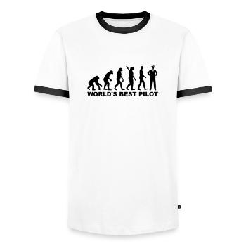 World's Best Pilot - T-shirt contrasté Homme - blanc/noir - Devant - AI Model Female 172 light (172cm) & AI Model Male 178 dark (178cm)