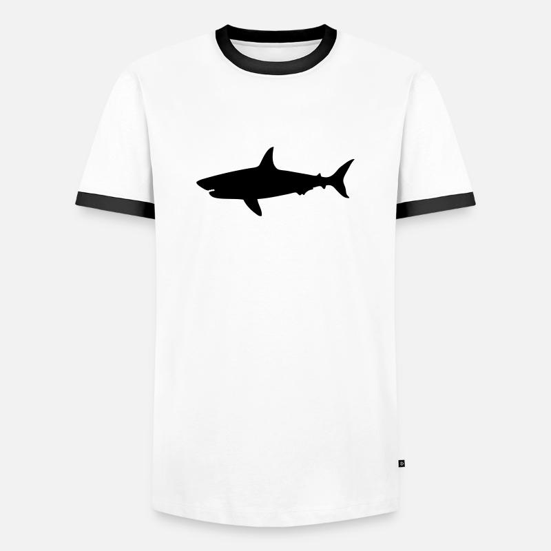drawing shark shark scuba diving - Men's Ringer Shirt - white/black