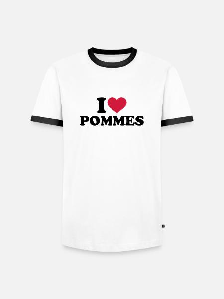 Pommes - Männer Kontrast-T-Shirt - Weiß/Schwarz