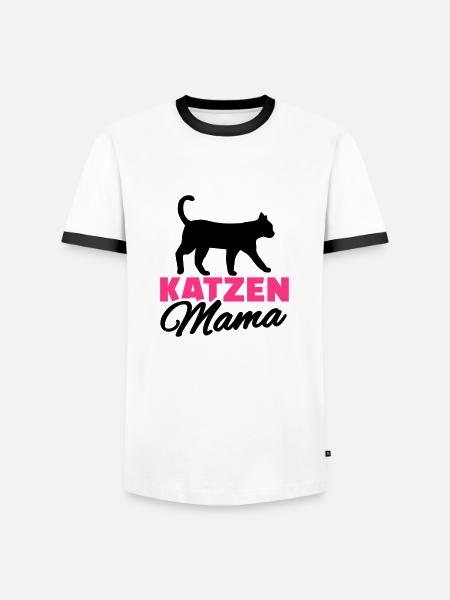 Katze - Männer Kontrast-T-Shirt - Weiß/Schwarz
