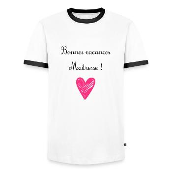 bonnes vacances maîtresse cadeau de fin d'année - T-shirt contrasté Homme - blanc/noir - Devant - AI Model Female 172 light (172cm) & AI Model Male 178 dark (178cm)