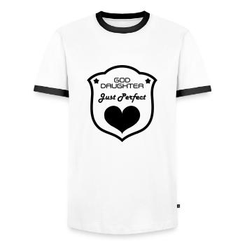 Goddaughter God Daughter Patentochter Filleule - Men's Ringer Shirt - white/black - Front - AI Model Female 172 light (172cm) & AI Model Male 178 dark (178cm)
