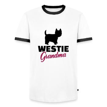 Westie - Men's Ringer Shirt - white/black - Front - AI Model Female 172 light (172cm) & AI Model Male 178 dark (178cm)