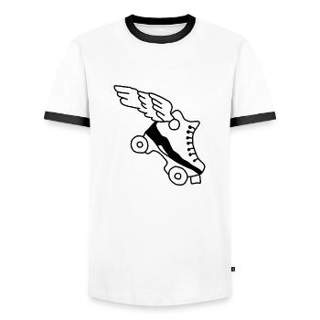 Inliner Flügel - Männer Kontrast-T-Shirt - Weiß/Schwarz - Vorne - AI Model Female 172 light (172cm) & AI Model Male 178 dark (178cm)