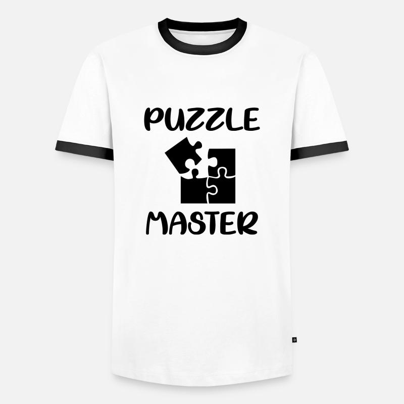 Puzzle Master Autismus puzzeln Geschenkidee - Männer Kontrast-T-Shirt - Weiß/Schwarz
