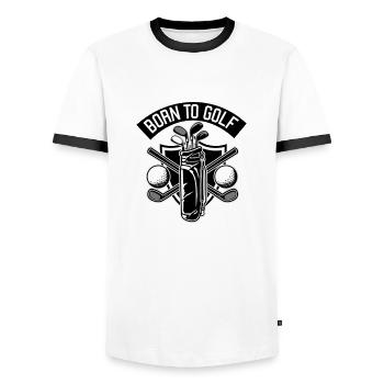 Born to golf - Männer Kontrast-T-Shirt - Weiß/Schwarz - Vorne - AI Model Female 172 light (172cm) & AI Model Male 178 dark (178cm)