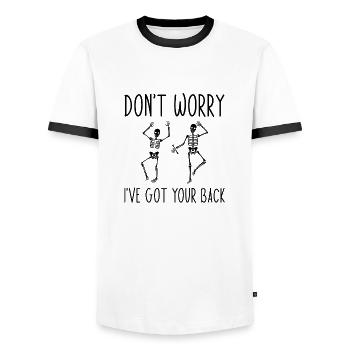 Don’t Worry I’ve Got Your Back - T-shirt contrasté Homme - blanc/noir - Devant - AI Model Female 172 light (172cm) & AI Model Male 178 dark (178cm)