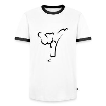 Kick arts martiaux Taekwondo Karaté - T-shirt contrasté Homme - blanc/noir - Devant - AI Model Female 172 light (172cm) & AI Model Male 178 dark (178cm)