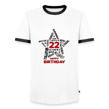 Geburtstag Mann 22 Happy Birthday Men Alter Best - Männer Kontrast-T-Shirt - Weiß/Schwarz - Vorne - AI Model Female 172 light (172cm) & AI Model Male 178 dark (178cm)