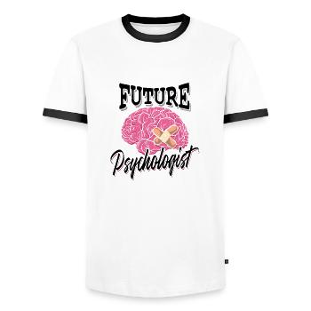Futur psychologue - Thérapie Psychologie Cerveau - T-shirt contrasté Homme - blanc/noir - Devant - AI Model Female 172 light (172cm) & AI Model Male 178 dark (178cm)
