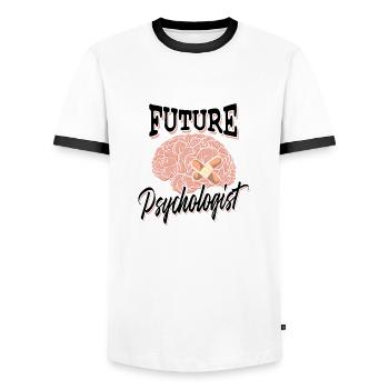 Futur psychologue - Thérapie Psychologie Cerveau - T-shirt contrasté Homme - blanc/noir - Devant - AI Model Female 172 light (172cm) & AI Model Male 178 dark (178cm)