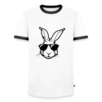 Rabbit with sunglasses Rabbit's head Gift idea - Men's Ringer Shirt - white/black - Front - AI Model Female 172 light (172cm) & AI Model Male 178 dark (178cm)