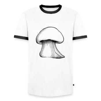 Champignons Champignons Vénéneux Mycologie Terreuse Naturelle 6 - T-shirt contrasté Homme - blanc/noir - Devant - AI Model Female 172 light (172cm) & AI Model Male 178 dark (178cm)