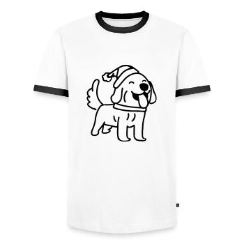 Chien avec chapeau de Noël Idée cadeau amusante - T-shirt contrasté Homme - blanc/noir - Devant - AI Model Female 172 light (172cm) & AI Model Male 178 dark (178cm)