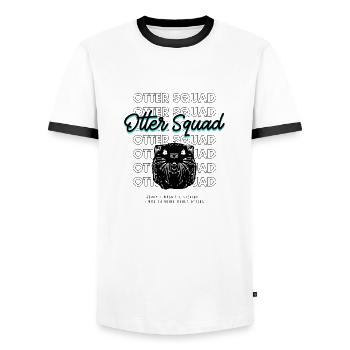 Otters and Music Notes Musician Sea Otter Wildlife - Men's Ringer Shirt - white/black - Front - AI Model Female 172 light (172cm) & AI Model Male 178 dark (178cm)