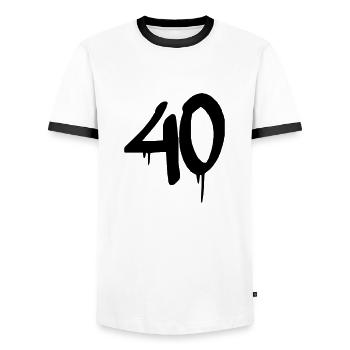 40 - Men's Ringer Shirt - white/black - Front - AI Model Female 172 light (172cm) & AI Model Male 178 dark (178cm)