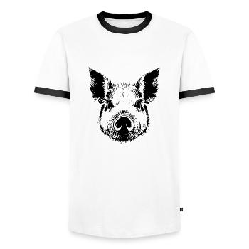 pig sweet pigs pigs animal animals 16 - Men's Ringer Shirt - white/black - Front - AI Model Female 172 light (172cm) & AI Model Male 178 dark (178cm)