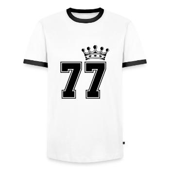77 couronnes - T-shirt contrasté Homme - blanc/noir - Devant - AI Model Female 172 light (172cm) & AI Model Male 178 dark (178cm)