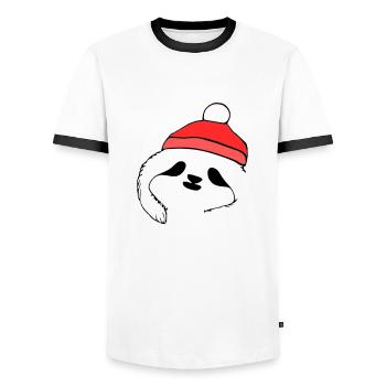 Sloth Christmas Cute Sloth Vector 2 - Men's Ringer Shirt - white/black - Front - AI Model Female 172 light (172cm) & AI Model Male 178 dark (178cm)