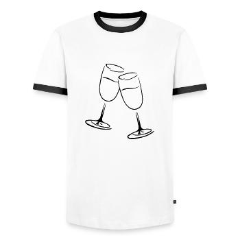 glasses - Men's Ringer Shirt - white/black - Front - AI Model Female 172 light (172cm) & AI Model Male 178 dark (178cm)