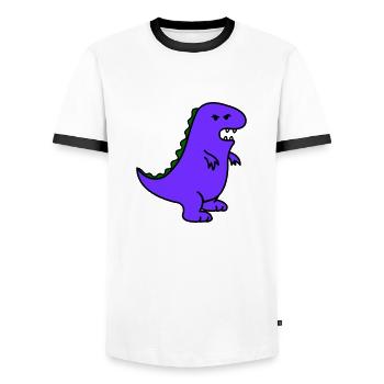 angry dino - Männer Kontrast-T-Shirt - Weiß/Schwarz - Vorne - AI Model Female 172 light (172cm) & AI Model Male 178 dark (178cm)