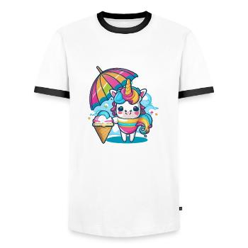 Unicorn Fantasy - Men's Ringer Shirt - white/black - Front - AI Model Female 172 light (172cm) & AI Model Male 178 dark (178cm)