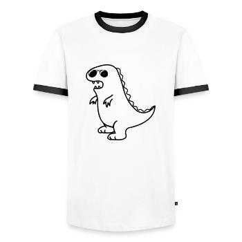 cool dino - Männer Kontrast-T-Shirt - Weiß/Schwarz - Vorne - AI Model Female 172 light (172cm) & AI Model Male 178 dark (178cm)
