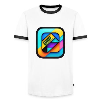 Multicolore cube color - T-shirt contrasté Homme - blanc/noir - Devant - AI Model Female 172 light (172cm) & AI Model Male 178 dark (178cm)