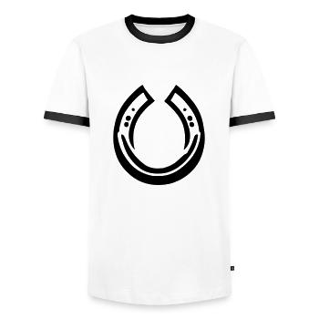 Hufeisen Vektor Geschenkidee - Männer Kontrast-T-Shirt - Weiß/Schwarz - Vorne - AI Model Female 172 light (172cm) & AI Model Male 178 dark (178cm)