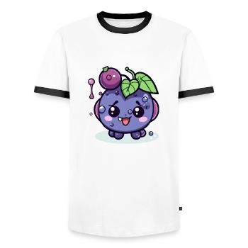 Miké petit raisin kawaii - T-shirt contrasté Homme - blanc/noir - Devant - AI Model Female 172 light (172cm) & AI Model Male 178 dark (178cm)