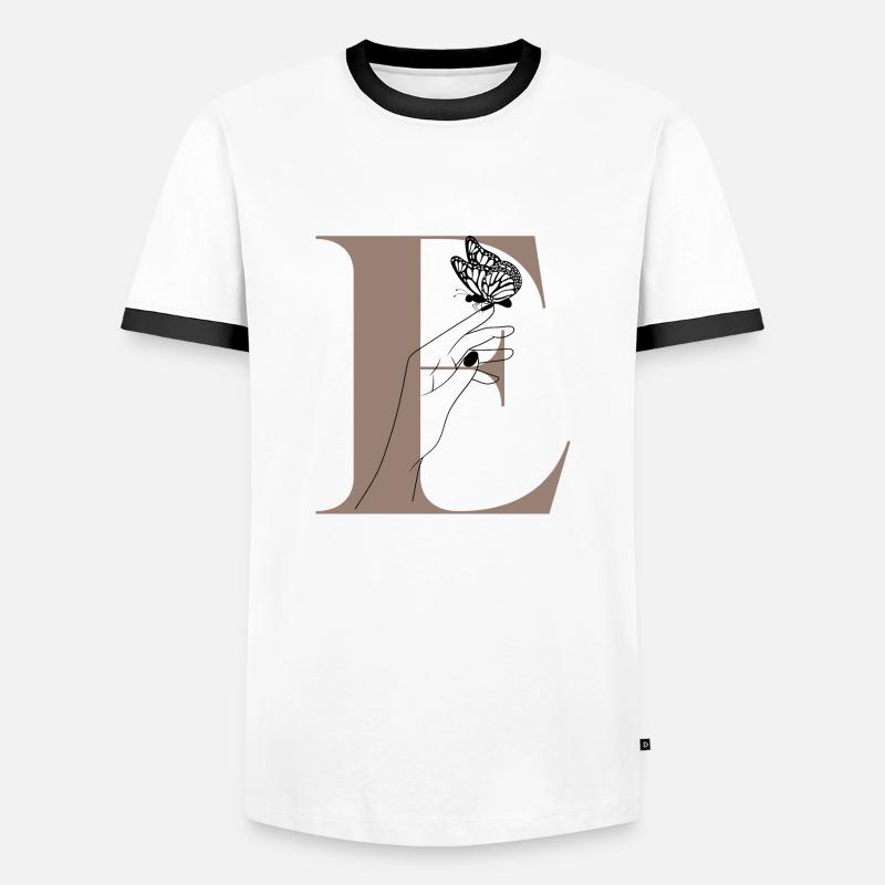 Letter E Magic Butterfly - Men's Ringer Shirt - white/black