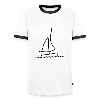 Voilier Sketch Bateau - T-shirt contrasté Homme - blanc/noir - Devant - AI Model Female 172 light (172cm) & AI Model Male 178 dark (178cm)