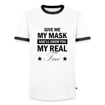 Paintball Airsoft - Men's Ringer Shirt - white/black - Front - AI Model Female 172 light (172cm) & AI Model Male 178 dark (178cm)