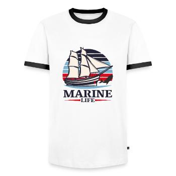 sailing, boat, marine, see - Männer Kontrast-T-Shirt - Weiß/Schwarz - Vorne - AI Model Female 172 light (172cm) & AI Model Male 178 dark (178cm)
