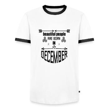 Beautiful people are born in december - Men's Ringer Shirt - white/black - Front - AI Model Female 172 light (172cm) & AI Model Male 178 dark (178cm)