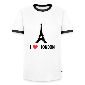 I love london - Men's Ringer Shirt - white/black - Front - AI Model Female 172 light (172cm) & AI Model Male 178 dark (178cm)
