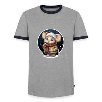 Souris d’hiver - T-shirt contrasté Homme - gris/marine  - Devant - AI Model Female 172 light (172cm) & AI Model Male 178 light (178cm)
