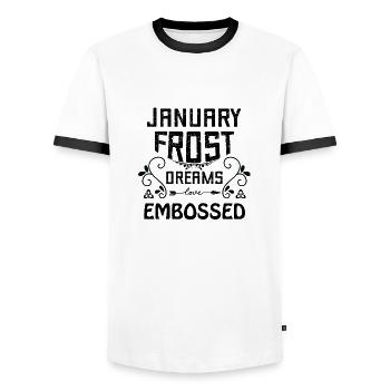 January frost dreams embossed - Men's Ringer Shirt - white/black - Front - AI Model Female 172 light (172cm) & AI Model Male 178 dark (178cm)