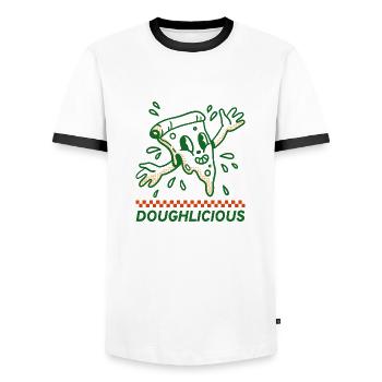 Sweet Pizza for Pizza Lovers - Men's Ringer Shirt - white/black - Front - AI Model Female 172 light (172cm) & AI Model Male 178 dark (178cm)