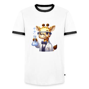 Cute Giraffe Scientist - Männer Kontrast-T-Shirt - Weiß/Schwarz - Vorne - AI Model Female 172 light (172cm) & AI Model Male 178 dark (178cm)