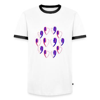 Broche d'amour. - T-shirt contrasté Homme - blanc/noir - Devant - AI Model Female 172 light (172cm) & AI Model Male 178 dark (178cm)