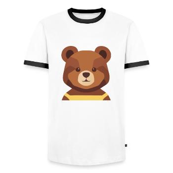 Ours en peluche avec robes - T-shirt contrasté Homme - blanc/noir - Devant - AI Model Female 172 light (172cm) & AI Model Male 178 dark (178cm)