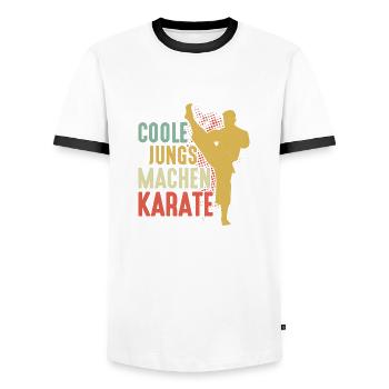 Coole Jungs machen Karate Training Kampfsport - Männer Kontrast-T-Shirt - Weiß/Schwarz - Vorne - AI Model Female 172 light (172cm) & AI Model Male 178 dark (178cm)